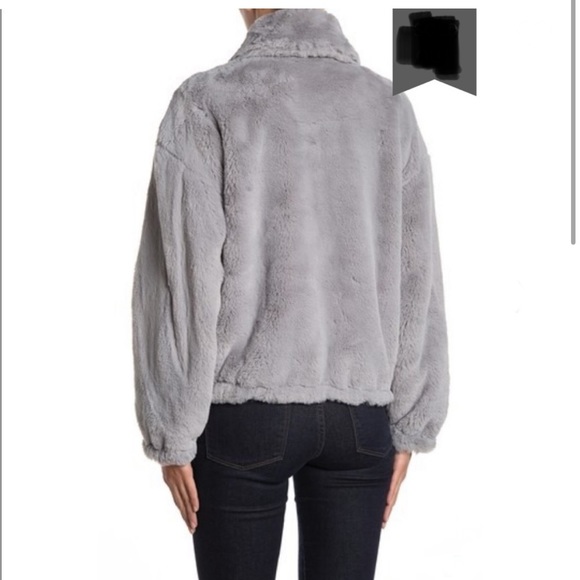 Lucky Brand Bomber Jacket Missy Short Faux Fur - Picture 2 of 5